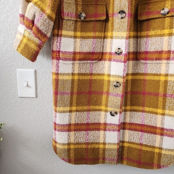 Sundance Doran Plaid Wool Button Down Longline Coat Blazer Minimalist Boho XS - Picture 8 of 14